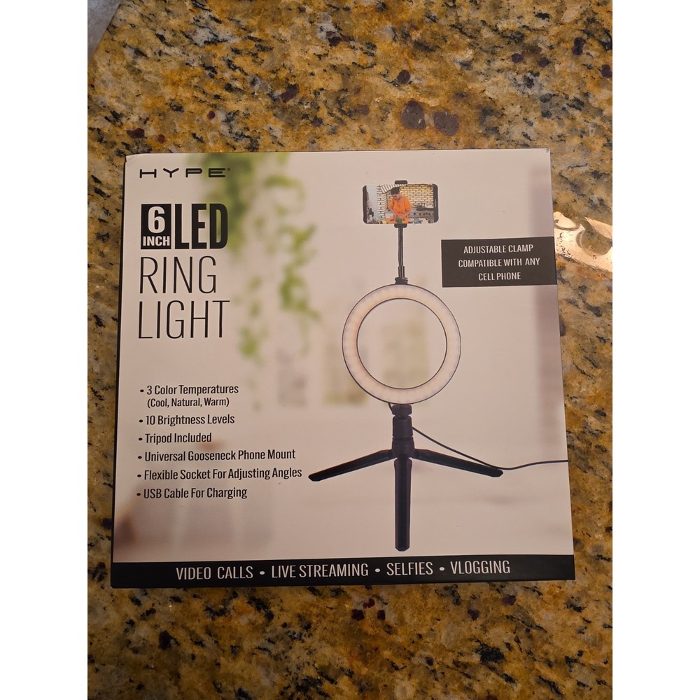 Hype 6 Inch LED Ring Light With Tripod NEW IN BOX